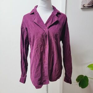 Woolrich Corduroy Shirt Jacket Button Down Collared Plum Purple Large Casual EUC